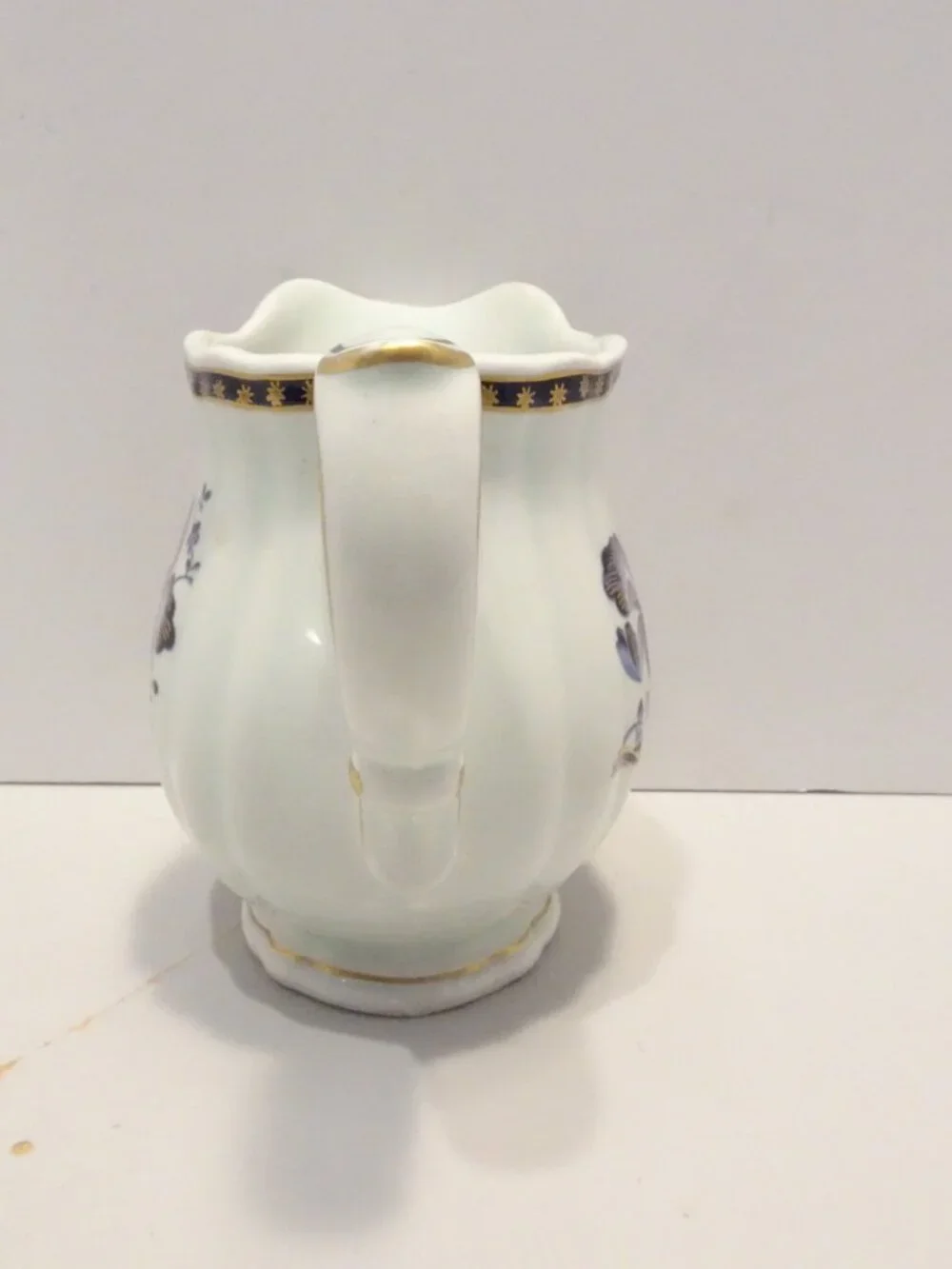 Rorstrand Blue Orchid Creamer Gold Trim Made in Sweden Blue